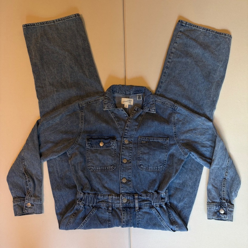 Universal Thread Womens Blue Denim Long Sleeve Coveralls Jumpsuit Size 8R
